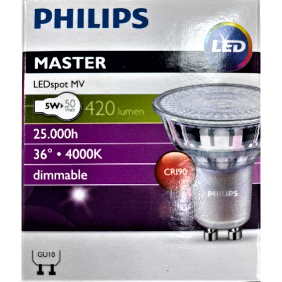 Philips Master LEDspot MV GU10 Dimmable Spotlight 4.9W / 5W