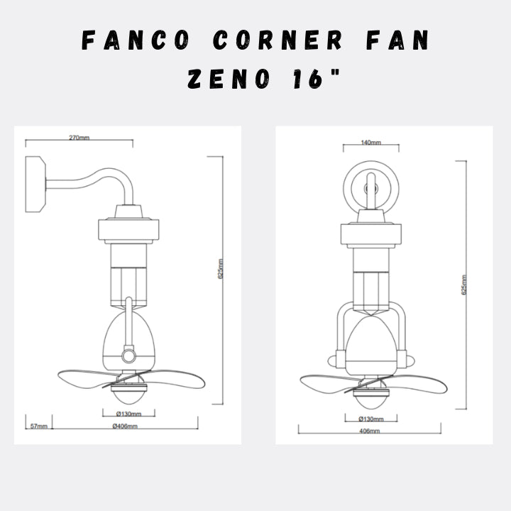 FANCO ZENO 16" DC MOTOR CORNER FAN (Whatsapp for Installation Service)