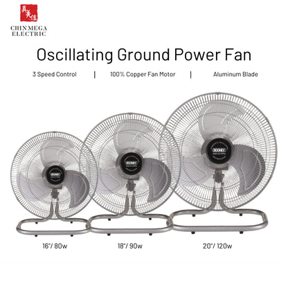 Booney BPF400G / BPF450G / BPF500G Floor Power Fan 16" - 20"