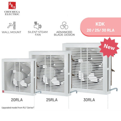 KDK 2-Way Reversible Wall Mounted Exhaust Ventilating Fan with Louver KDK 20RLA / 25RLA / 30RLA