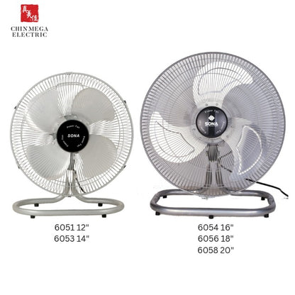 Sona 12" / 14" / 16" / 18" / 20" Electric Power Floor Fan SOF 602 / 6053 / 604 / 6056 / 6058
