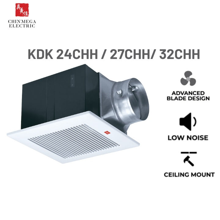 KDK Ceiling Mount Ventilating Exhaust Fan Steel Type with 2 Speed Motor 24CHH / 27CHH/ 32CHH