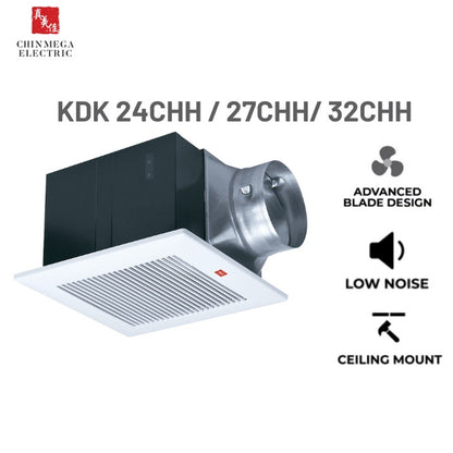 KDK Ceiling Mount Ventilating Exhaust Fan Steel Type with 2 Speed Motor 24CHH / 27CHH/ 32CHH