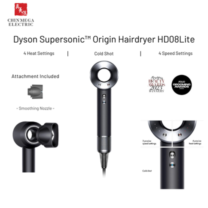 Dyson Supersonic ™ Origin Hair Dryer HD08 Lite (Intelligent Heat Control | 2 Years Warranty)