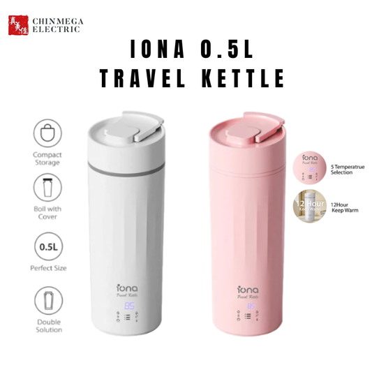 Iona 0.5L Travel Kettle | Stainless Steel 6 Pre-Set Temperature