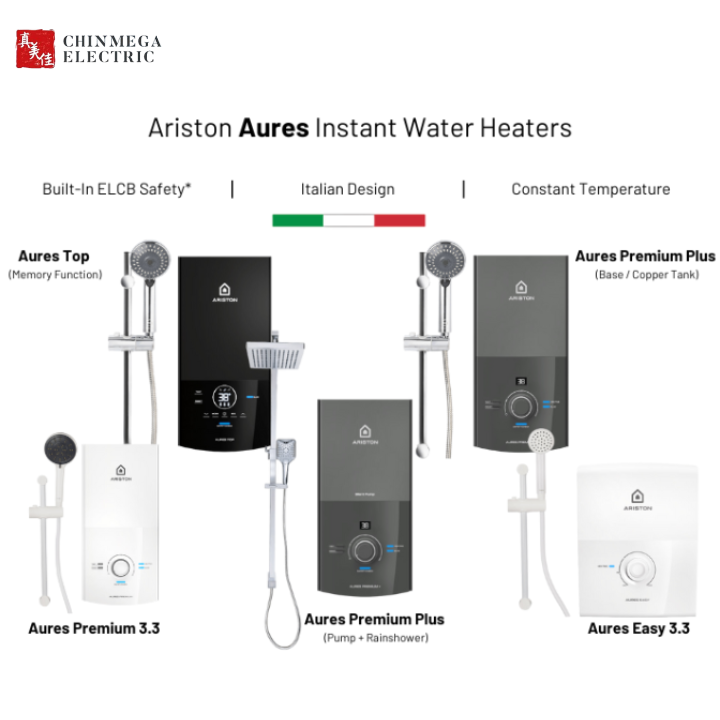 *Installation Available* Ariston Aures Instant Water Heater // Top l Rainshower l Premium+ l Premium l Easy