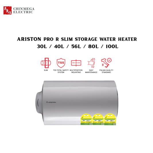 Ariston Pro R Slim (30L / 40L / 56L / 80L / 100L) Storage Water Heater