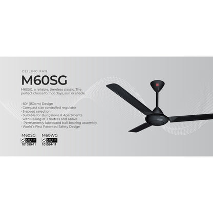 KDK 60" Ceiling Fan M60SG 150cm With Regulator (Enquire for Installation)