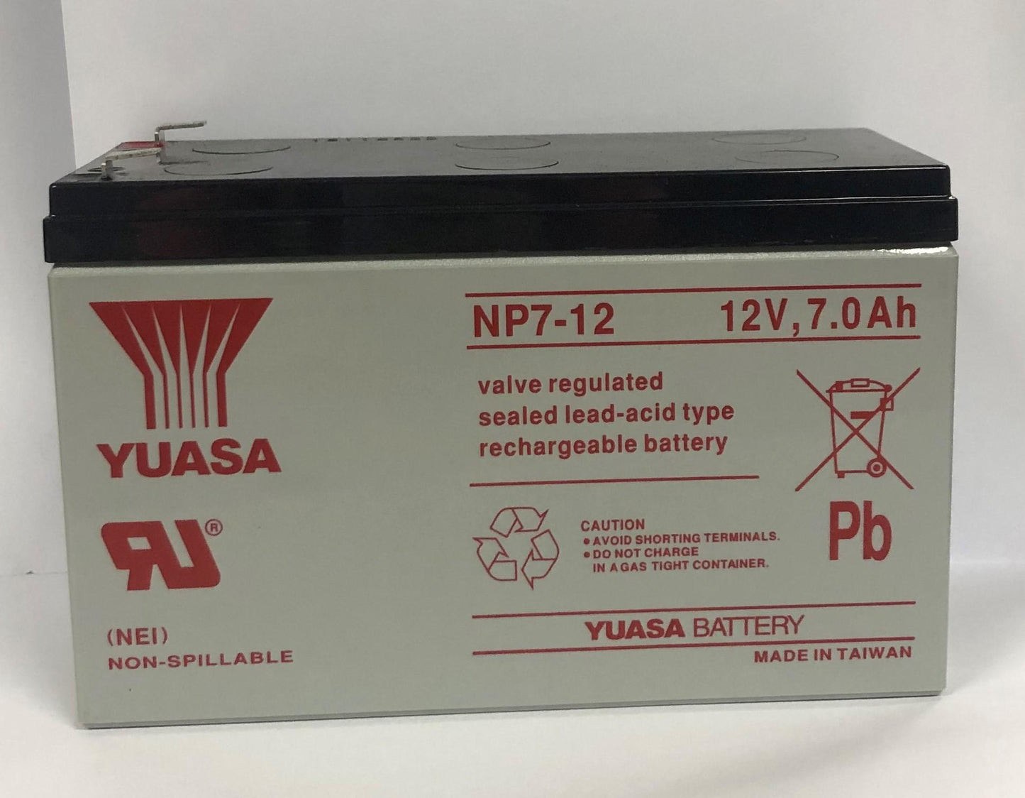 Yuasa NP7-12 Sealed Lead Acid Battery (12V, 7Ah)
