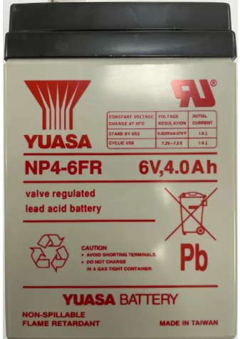 Yuasa NP4.6FR Sealed Lead Acid Battery (6V, 4Ah)