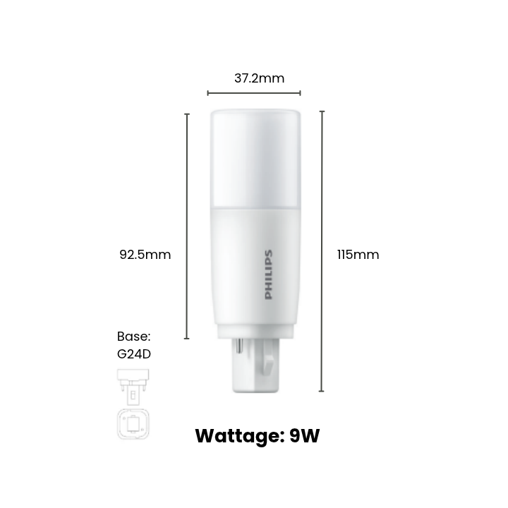 Philips LED PLC 2 Pin / PL-C 6.5w/7.5w/9w/11w 2P G24d (Day Light/Warm White/Cool White)