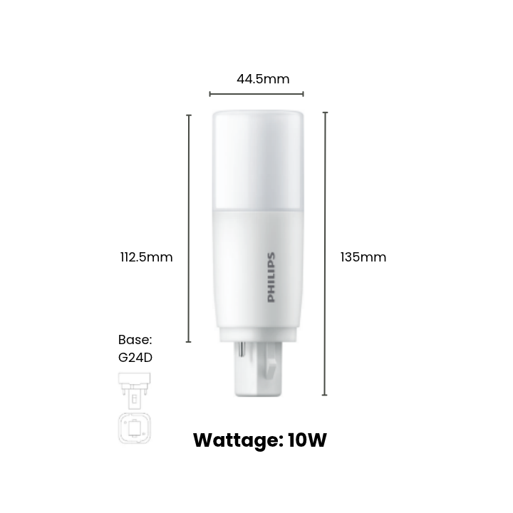 Philips LED PLC 2 Pin / PL-C 6.5w/7.5w/9w/11w 2P G24d (Day Light/Warm White/Cool White)