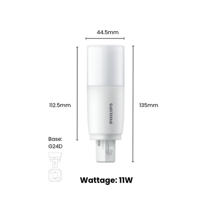 Philips LED PLC 2 Pin / PL-C 6.5w/7.5w/9w/11w 2P G24d (Day Light/Warm White/Cool White)