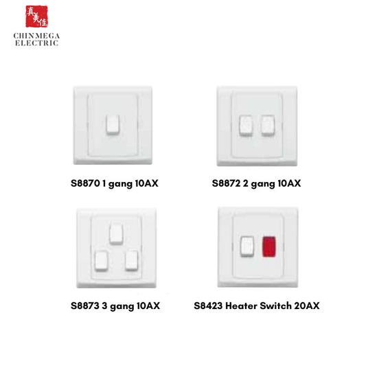 MK Slimline Plus 1/2/3 Gang 10AX/20AX Switch (White)