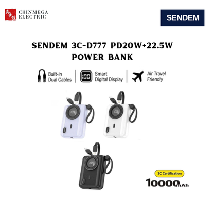 Sendem 3C-D777 Power Bank l Dual Cable l Fast Charging l 10000 mAh