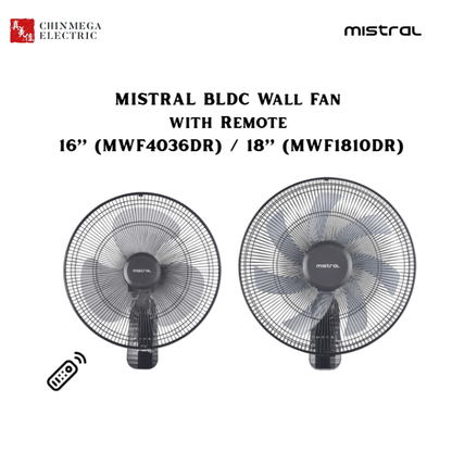Mistral BLDC Wall Fan with Remote 16" (MWF4036DR) / 18" (MWF1810DR)