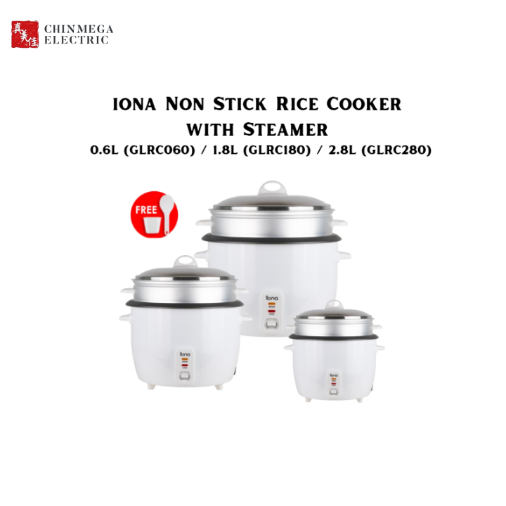 IONA Rice Cooker With Steamer 0.6L (GLRC060) / 1.8L (GLRC180) / 2.8L (GLRC280)