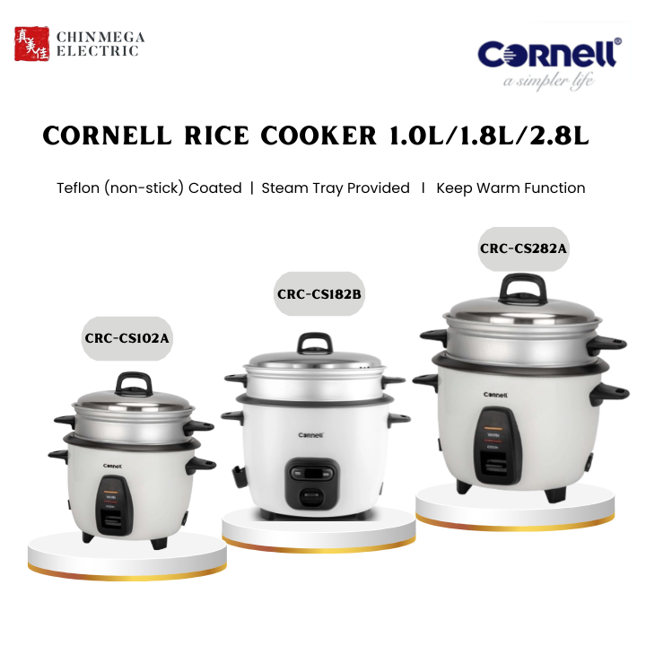 Cornell Teflon Coated Conventional Rice Cooker 1L/ 1.8L/ 2.8L (CRC-CS102A/CRC-CS182B/CRC-CS282A)