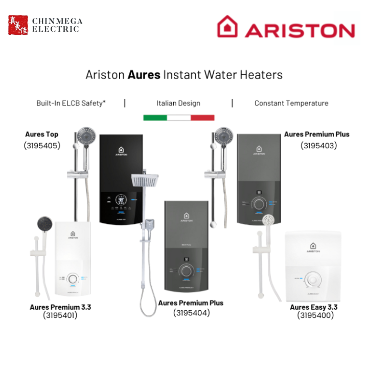 *Installation Available* Ariston Aures Instant Water Heater // Top l Rainshower l Premium+ l Premium l Easy