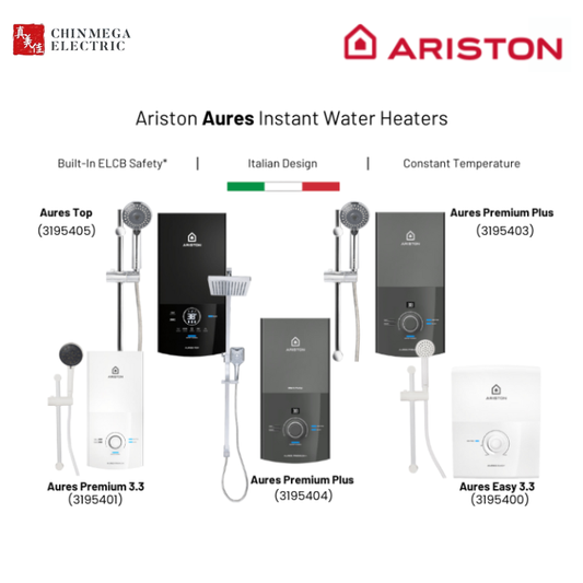 *Installation Available* Ariston Aures Instant Water Heater // Top l Rainshower l Premium+ l Premium l Easy