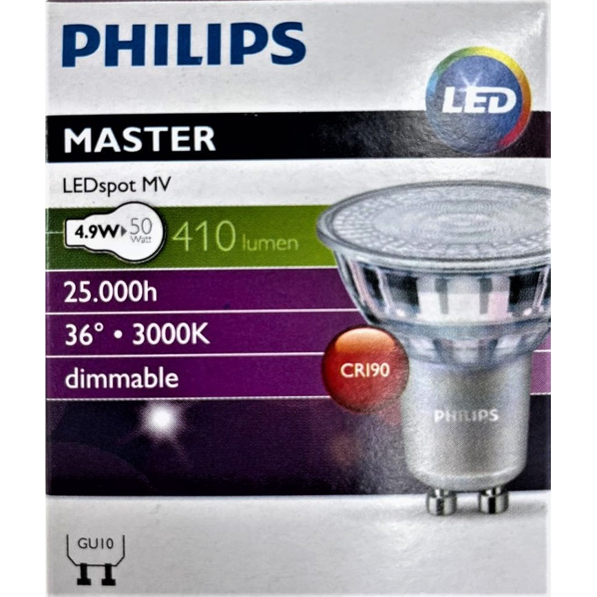 Philips Master LEDspot MV GU10 Dimmable Spotlight 4.9W / 5W