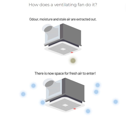 KDK Ceiling Mount Ventilating Fan with Motion Sensor and Timer (24CURA / CURB) / (24CHRA / CHRB)