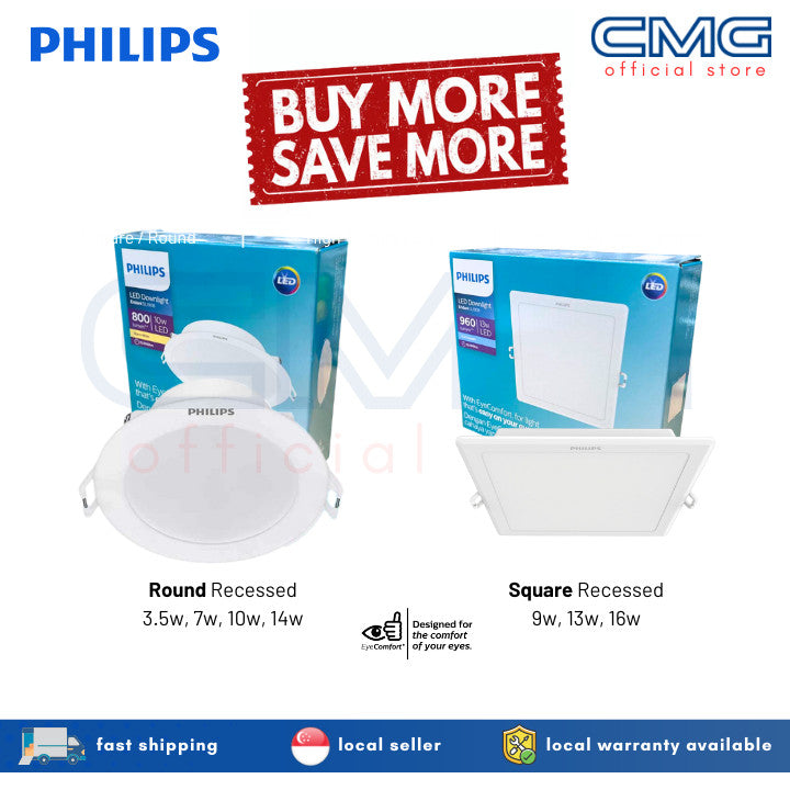 Philips Eridani LED Recessed Downlight | Round 3.5w/7w/10w/14w | Square 9w/13w/16w