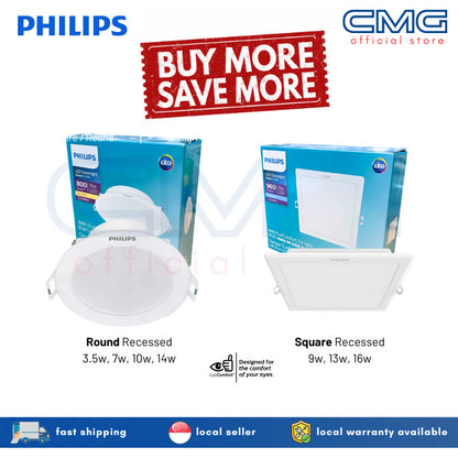 Philips Eridani LED Recessed Downlight | Round 3.5w/7w/10w/14w | Square 9w/13w/16w