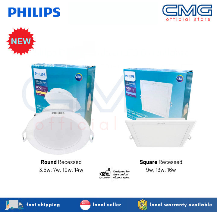 Philips Eridani LED Recessed Downlight | Round 3.5w/7w/10w/14w | Square 9w/13w/16w