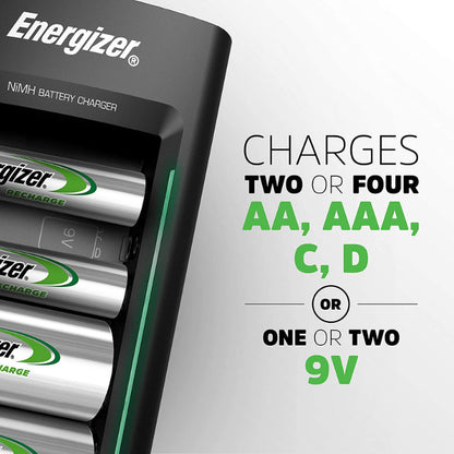 Energizer Accu Recharge Universal Charger (No Cell) For AA/AAA/C/D/9V Rechargeable Batteries