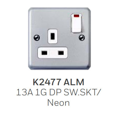MK Metalclad K-Series 13A Metal Socket 1 / 2 Gang with Box