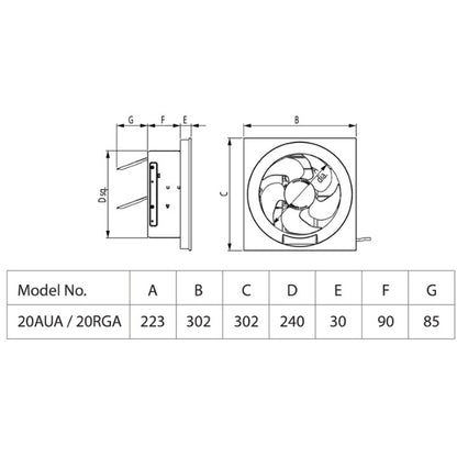 KDK 20AUA/ 25AUA/ 30AUA Exhaust Fan Wall Mount Ventilating Fan