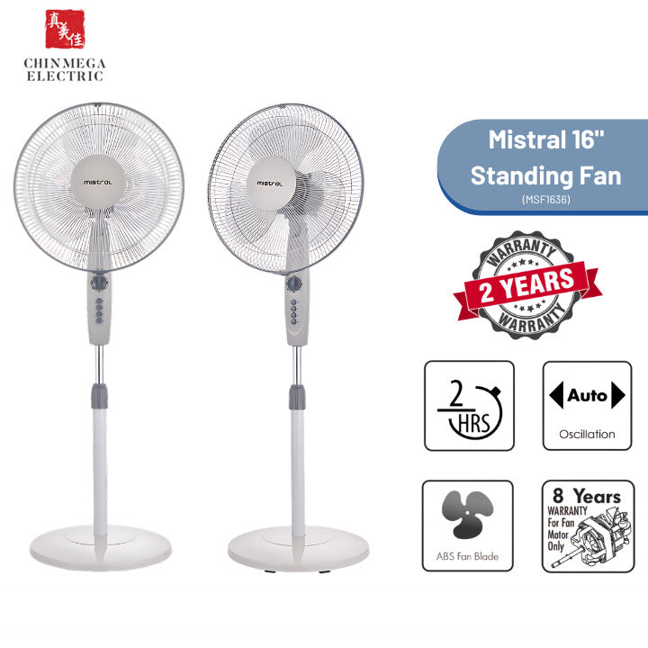 Mistral 16" Oscillating Stand Fan With Timer | MSF1636