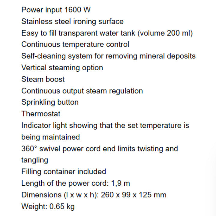 Sencor 1600W Steam Iron | SSI 2027BL