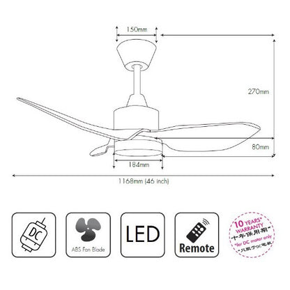 Mistral 46" D'Fan Ceiling Fan Space 46 with Remote Control