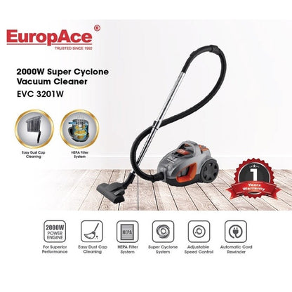 EuropAce 2000W Super Cyclone Vacuum Cleaner EVC 3201W