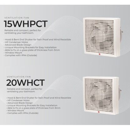 KDK 15cm/20cm Louver Type Window Mounted Ventilating Fan 15WHPCT/20WHCT
