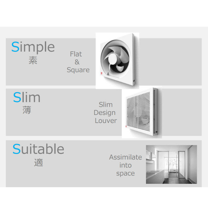 KDK Automatic Shutter Louver Type Wall Mounted Ventilating Fan 20 / 25 / 30 ALA