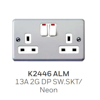 MK Metalclad K-Series 13A Metal Socket 1 / 2 Gang with Box