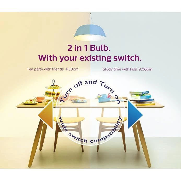 Philips LED A60 E27 Scene Switch Bulb | 2 Color in 1 Bulb & 3 Light in 1 Bulb
