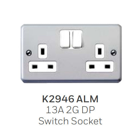 MK Metalclad K-Series 13A Metal Socket 1 / 2 Gang with Box