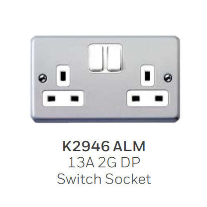 MK Metalclad K-Series 13A Metal Socket 1 / 2 Gang with Box