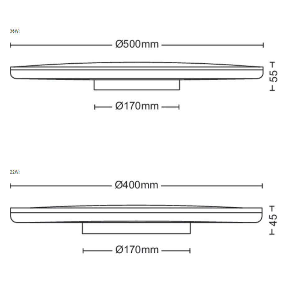 Philips Ozziet CL570 Ceiling Light 22W / 36W, 2700K / 4000K