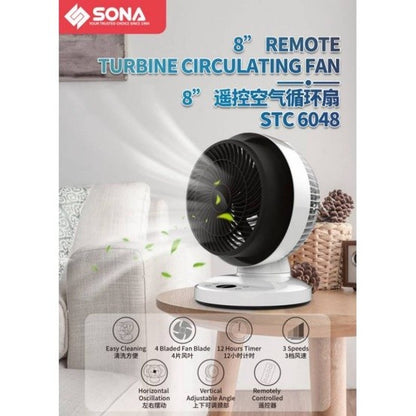 Sona 8 inches Turbine Circulating Fan STC 6048 (3 Years Warranty on Motor)