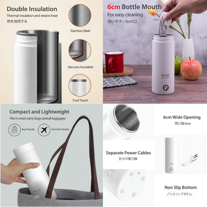 IONA 400ml Portable Electric Stainless Steel Travel Kettle - GLTK380 (White/ Pink)