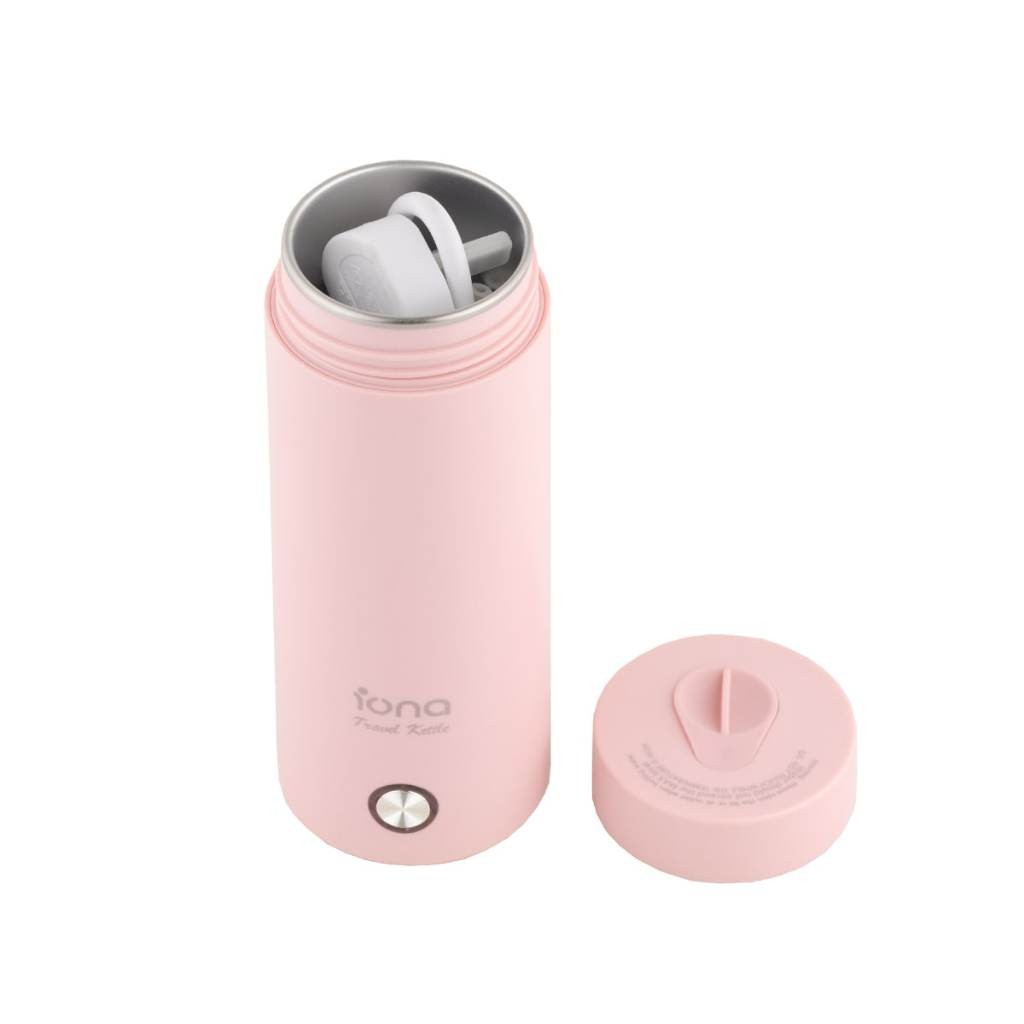 IONA 400ml Portable Electric Stainless Steel Travel Kettle - GLTK380 (White/ Pink)