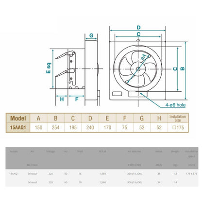 KDK 15cm Wall Mounted Ventilating Fan 15AAQ1