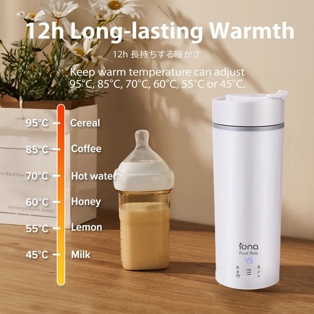 Iona 0.5L Travel Kettle | Stainless Steel 6 Pre-Set Temperature