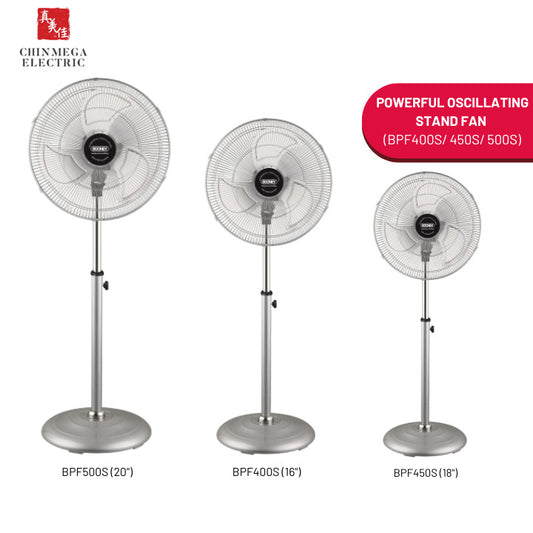 Booney BPF400F / BPF450S / BPF500S Aluminium Stand Fan 16" - 20"
