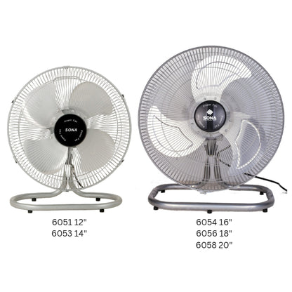 Sona 12" / 14" / 16" / 18" / 20" Electric Power Floor Fan SOF 602 / 6053 / 604 / 6056 / 6058